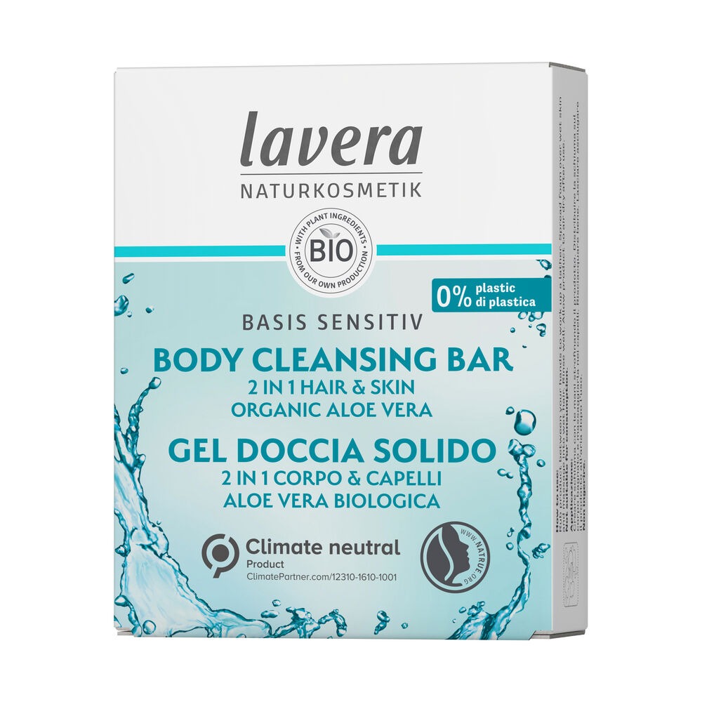LAVERA Basis Sensitiv Body Cleansing Bar -Palasaippua Vartalolle ja Hiuksille, Lavera