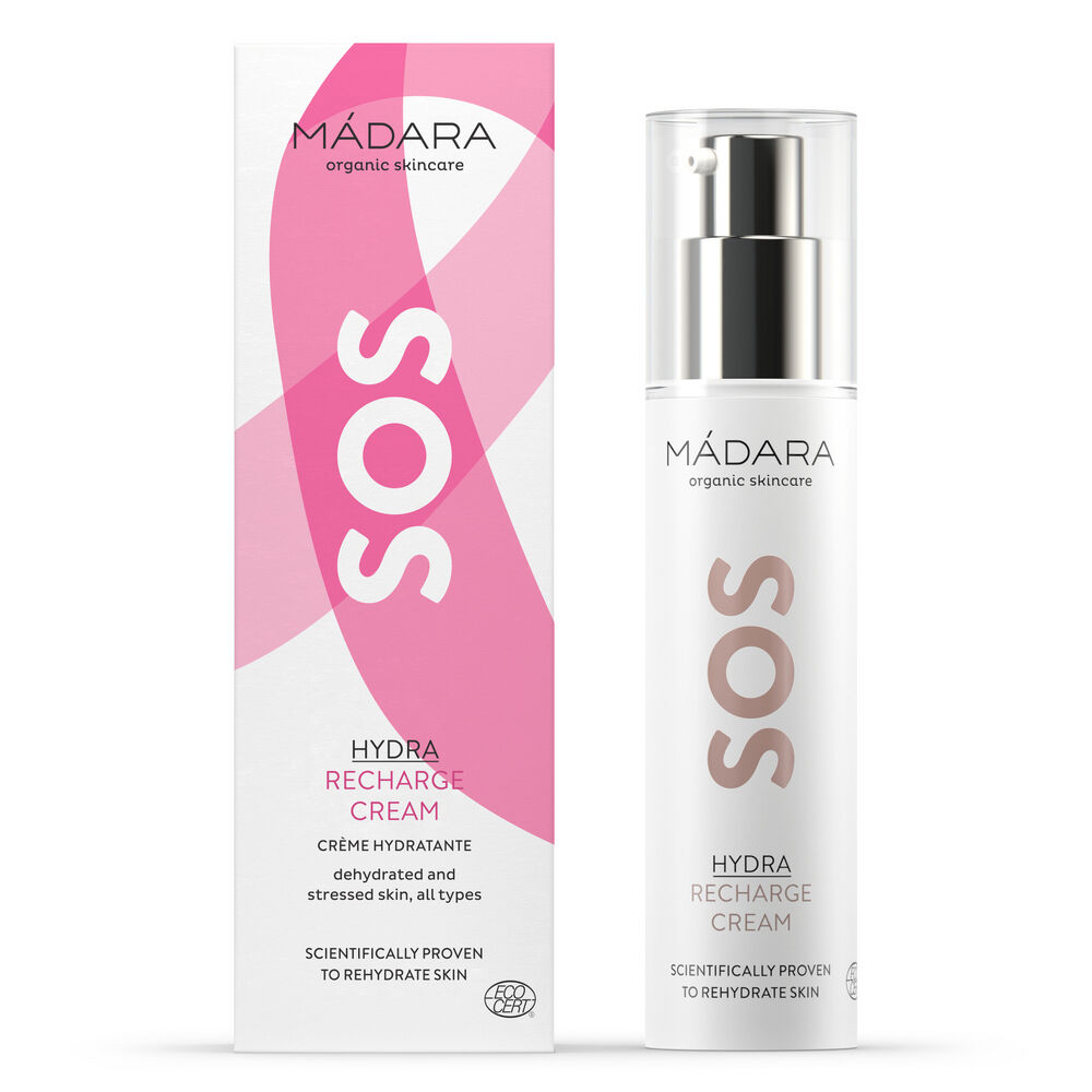 MÀDARA SOS Hydra Recharge Cream – Syväkosteuttava tehovoide pintakuivalle ja stressaantuneelle iholle 50ml Roosa nauha, M