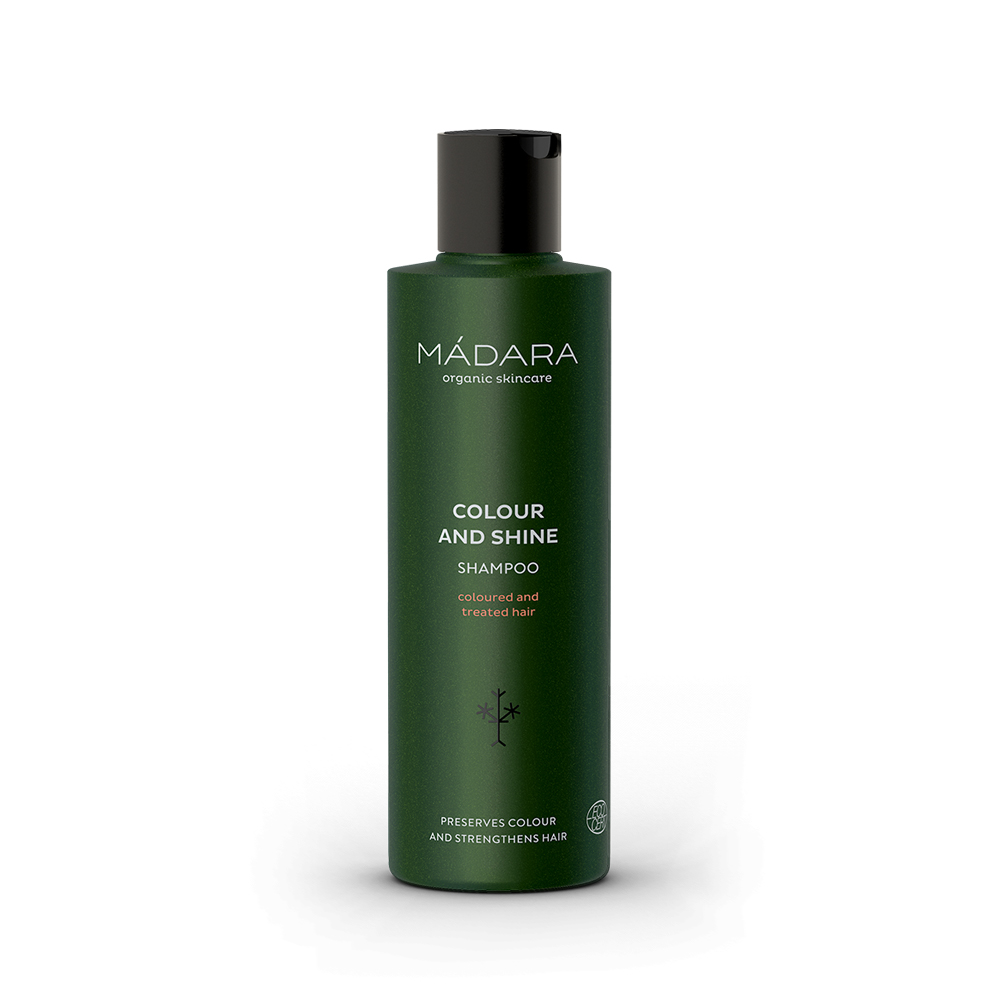 MÀDARA Colour & Shine shampoo – Värjätyille ja käsitellyille hiuksille 250ml, Mádara