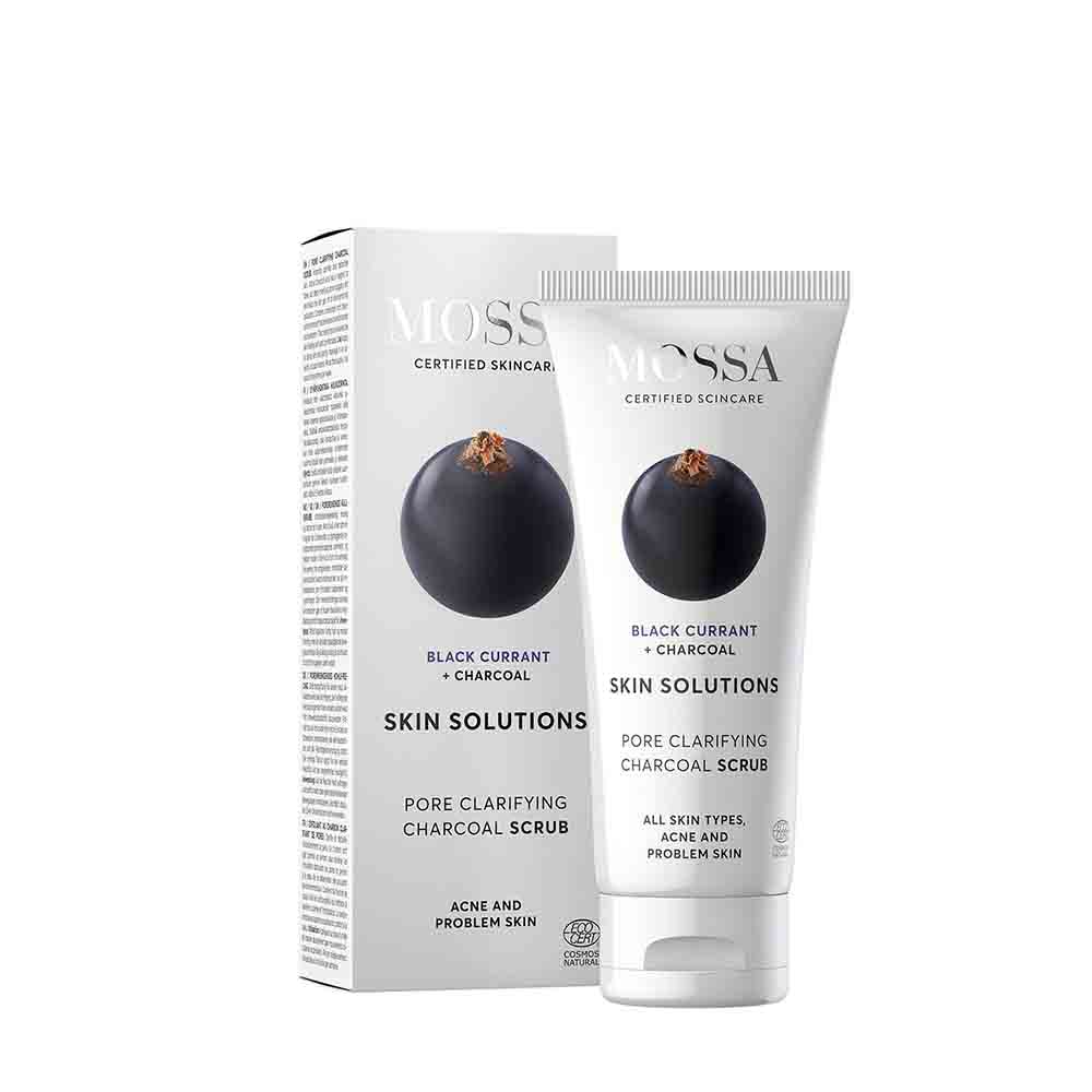 MOSSA Skin Solutions Pore Clarifying Charcoal Scrub – voidemainen kuorinta akneiholle ja tukkeutuvalle iholle 60ml, Mossa